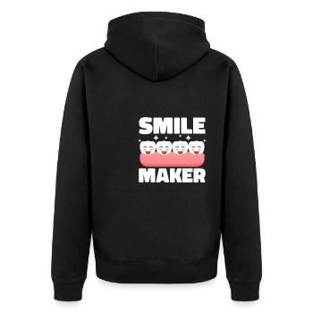 Smile Maker Zahnarzt Zahnarzthelferin Hygienikerin - Unisex Premium Bio Zip Hoodie - Schwarz - Hinten - Nico (187cm)
