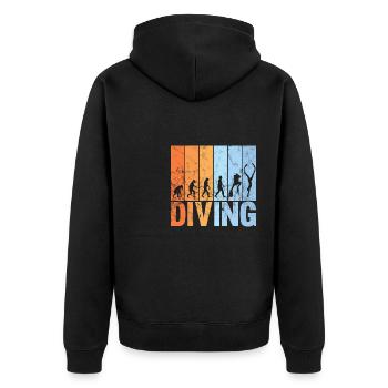 Tauchen gehen evolution tauchen im wasser - Unisex Premium Bio Zip Hoodie - Schwarz - Hinten - Nico (187cm)