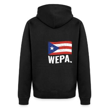 Fier portoricain Wepa Porto Rico Flag Latino - Veste à capuche bio Premium Unisexe - noir - Dos - Nico (187cm)