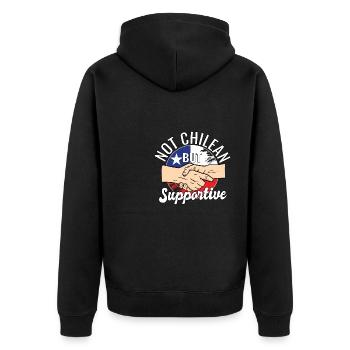 Not Chilean But Supportive Country Traveler Chile - Unisex Premium Bio Zip Hoodie - Schwarz - Hinten - Nico (187cm)