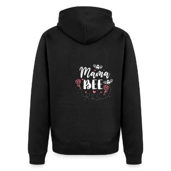 Mama Bee Funny Mom Mother's Day Mommy - Unisex Premium Organic Zip Hoodie - black - Back - Nico (187cm)