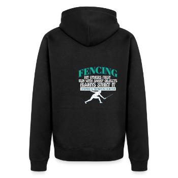 Drôle Escrime Athlète Entraîneur Épée Combat Combat - Veste à capuche bio Premium Unisexe - noir - Dos - Nico (187cm)