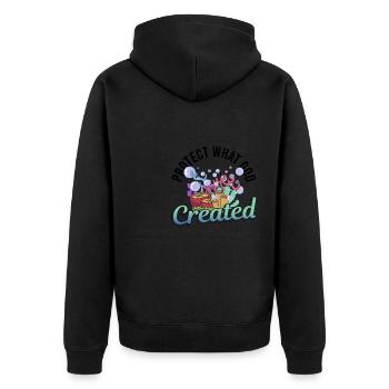 Protect Gods Creation Christianity Faith Coral - Unisex Premium Organic Zip Hoodie - black - Back - Nico (187cm)