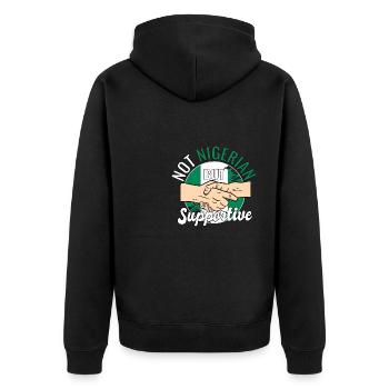 Pas nigérian mais un voyageur de campagne solidaire - Veste à capuche bio Premium Unisexe - noir - Dos - Nico (187cm)