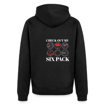 Funny Pilot Six Pack Aviation Flight Simulation - Unisex Premium Bio Zip Hoodie - Schwarz - Hinten - Nico (187cm)