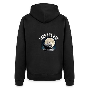 Seas The Day Cruise Ship Vacation Group Matching - Unisex Premium Organic Zip Hoodie - black - Back - Nico (187cm)
