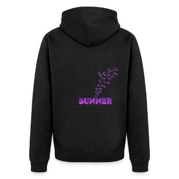 Spaßig Summer - Unisex Premium Bio Zip Hoodie - Schwarz - Hinten - Nico (187cm)