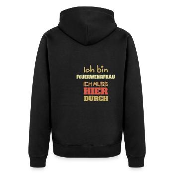 Feuerwehrfrau - Unisex Premium Bio Zip Hoodie - Schwarz - Hinten - Nico (187cm)