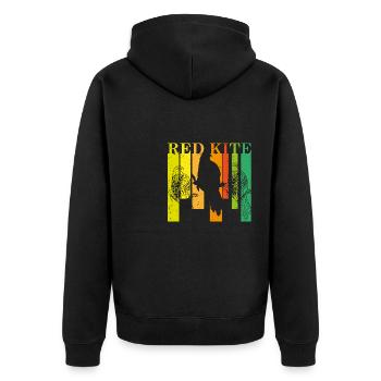 Vogelmotiv Rotmilan Beobachten Wald Hobby - Unisex Premium Bio Zip Hoodie - Schwarz - Hinten - Nico (187cm)