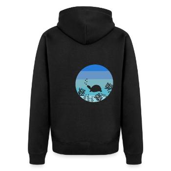 Tierliebhaber Ozeantier Geschenk Retro Schildkröte - Unisex Premium Bio Zip Hoodie - Schwarz - Hinten - Nico (187cm)