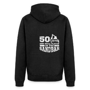 50 ans et jouent toujours dans le bar de sable | Supérieur - Veste à capuche bio Premium Unisexe - noir - Dos - Nico (187cm)