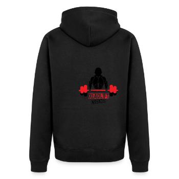 Deadlift Legend Funny Gym Quote Powerlifting - Unisex Premium Organic Zip Hoodie - black - Back - Nico (187cm)