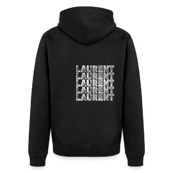Bruder Laurent - Unisex Premium Bio Zip Hoodie - Schwarz - Hinten - Nico (187cm)