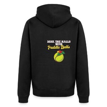 Deck Les couloirs avec entraîneur de joueur de paddle ball - Veste à capuche bio Premium Unisexe - noir - Dos - Nico (187cm)