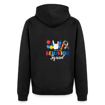 Behavior Squad ABA Therapist Applied Behavior - Unisex Premium Organic Zip Hoodie - black - Back - Nico (187cm)