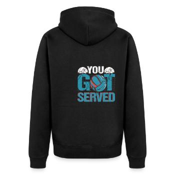 Volleyball You got served - Unisex Premium Bio Zip Hoodie - Schwarz - Hinten - Nico (187cm)