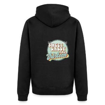 Sweet Sassy and 13 13th Birthday Party Celebrant - Unisex Premium Bio Zip Hoodie - Schwarz - Hinten - Nico (187cm)