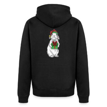 Bunny Christmas Package - Unisex Premium Organic Zip Hoodie - black - Back - Nico (187cm)