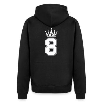 8 Krone - Unisex Premium Bio Zip Hoodie - Schwarz - Hinten - Nico (187cm)