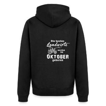 Landwirtschaft Landwirt Bauer Geburtstag Geschenk - Unisex Premium Bio Zip Hoodie - Schwarz - Hinten - Nico (187cm)