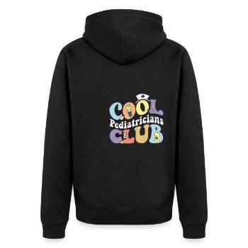 Cool Pediatricians Club Pedia Squad Pediatrist - Unisex Premium Bio Zip Hoodie - Schwarz - Hinten - Nico (187cm)