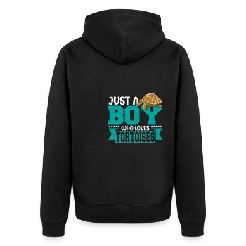 Men Reptile Turtle Lover Just A Boy Who Loves Tort - Unisex Premium Organic Zip Hoodie - black - Back - Nico (187cm)