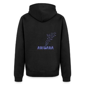 Segeln Arisara - Unisex Premium Bio Zip Hoodie - Schwarz - Hinten - Nico (187cm)
