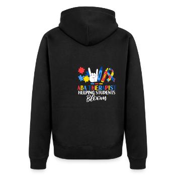 ABA Therapist Helping Students Bloom Behavioral - Unisex Premium Organic Zip Hoodie - black - Back - Nico (187cm)