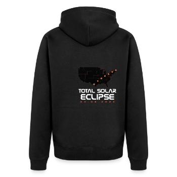 Total Solar Eclipse Map Path of Totality Lover - Unisex Premium Bio Zip Hoodie - Schwarz - Hinten - Nico (187cm)