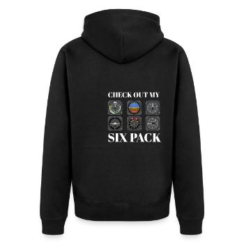 Funny Pilot Six Pack Aviation Flight Simulation - Unisex Premium Bio Zip Hoodie - Schwarz - Hinten - Nico (187cm)