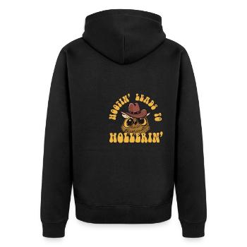 Hootin' Leads To Hollerin' Funny Cowboy - Unisex Premium Organic Zip Hoodie - black - Back - Nico (187cm)