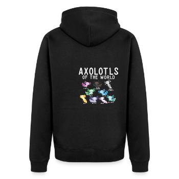 Axolotls Of The World Mexican Salamander - Unisex Premium Bio Zip Hoodie - Schwarz - Hinten - Nico (187cm)