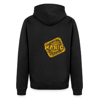 Sternenstaub Mario - Unisex Premium Bio Zip Hoodie - Schwarz - Hinten - Nico (187cm)