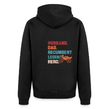 Husband Dad Recumbent Legend Hero Bent Bike - Unisex Premium Organic Zip Hoodie - black - Back - Nico (187cm)