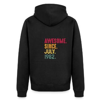 Juli 1982 - 40. Geburtstag Geschenk. Awesome. - Unisex Premium Bio Zip Hoodie - Schwarz - Hinten - Nico (187cm)