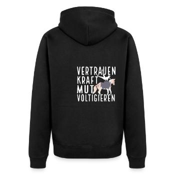 Voltigieren Voltigiererin Pferdesport Geschenk - Unisex Premium Bio Zip Hoodie - Schwarz - Hinten - Nico (187cm)