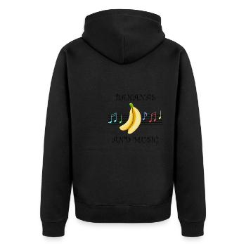Musiker mit Bananen und Musiknoten Exotic Fruits - Unisex Premium Bio Zip Hoodie - Schwarz - Hinten - Nico (187cm)