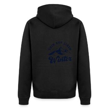 Un garçon aime les journées d'hiver, les vacances - Veste à capuche bio Premium Unisexe - noir - Dos - Nico (187cm)