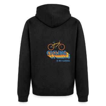 Cycling as Cardio Ironic Saying Sustainable - Unisex Premium Organic Zip Hoodie - black - Back - Nico (187cm)