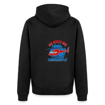 Hubschrauber Helikopter Hubschrauberpilot - Unisex Premium Bio Zip Hoodie - Schwarz - Hinten - Nico (187cm)