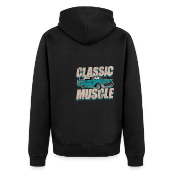 Classic Muscle Hot Rod American Vintage Car - Unisex Premium Organic Zip Hoodie - black - Back - Nico (187cm)