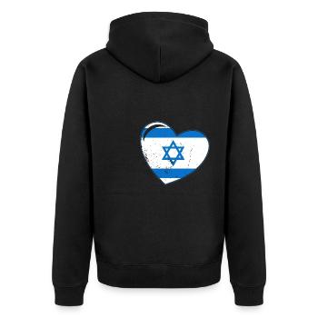 Israel Heart Star of David Israeli origin - Unisex Premium Organic Zip Hoodie - black - Back - Nico (187cm)