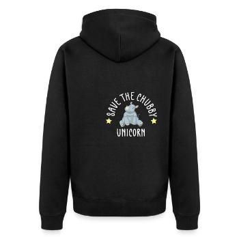 Lustiger Einhorn Spruch I Einhörner - Unisex Premium Bio Zip Hoodie - Schwarz - Hinten - Nico (187cm)