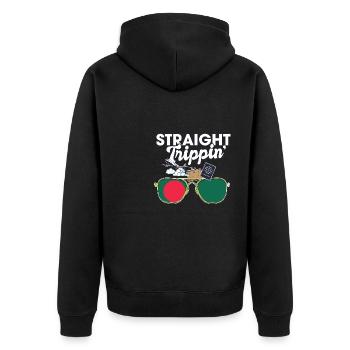 Straight Trippin' Bangladesh Vacation Tour Travel - Unisex Premium Bio Zip Hoodie - Schwarz - Hinten - Nico (187cm)