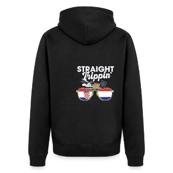Straight Trippin' Croatia Vacation Tour Travel - Unisex Premium Organic Zip Hoodie - black - Back - Nico (187cm)