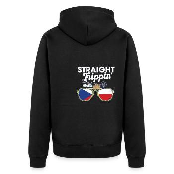 Straight Trippin' Czech Vacation Tour Travel Trip - Unisex Premium Bio Zip Hoodie - Schwarz - Hinten - Nico (187cm)