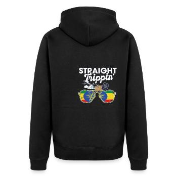 Straight Trippin' Ethiopia Vacation Tour Travel - Unisex Premium Organic Zip Hoodie - black - Back - Nico (187cm)