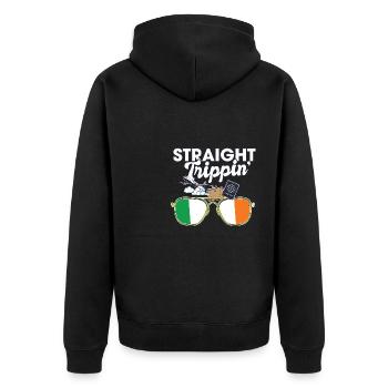 Straight Trippin' Ireland Vacation Tour Travel - Unisex Premium Organic Zip Hoodie - black - Back - Nico (187cm)