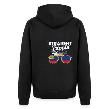 Straight Trippin' Liechtenstein Vacation Tour - Unisex Premium Organic Zip Hoodie - black - Back - Nico (187cm)