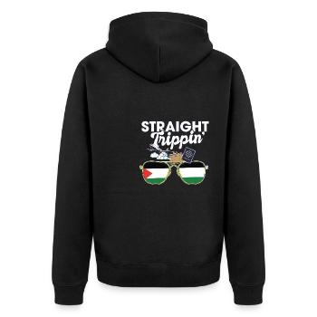 Straight Trippin' Palestine Vacances Tour Voyage - Veste à capuche bio Premium Unisexe - noir - Dos - Nico (187cm)